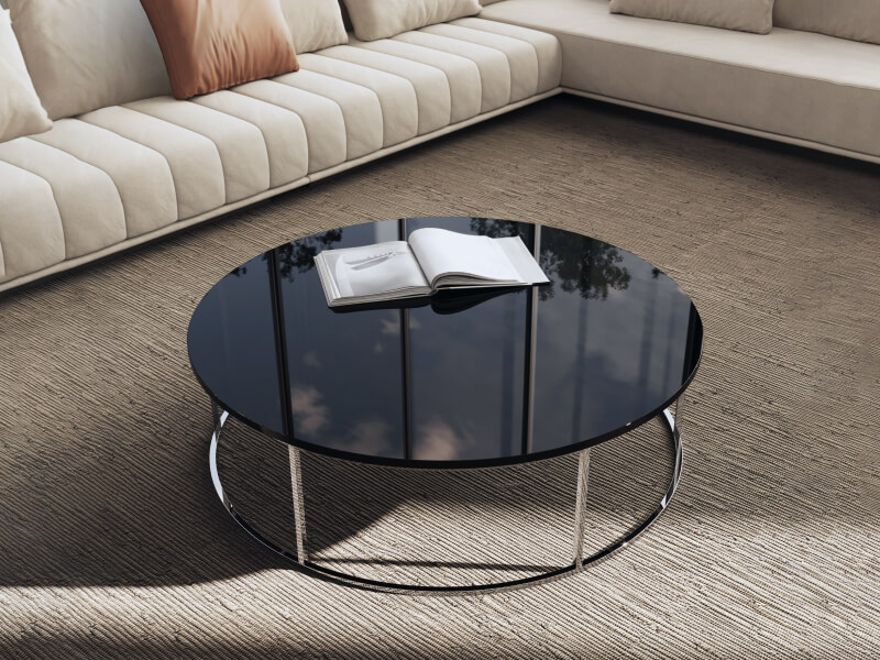 Alchymia Circle Small Black Table Lacquered Top