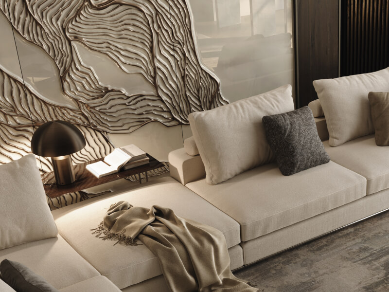 Alchymia Forest Rain Wall Decor Near Sofa