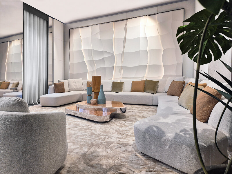 Alchymia Wind Wave Wall Decor Near Sofa