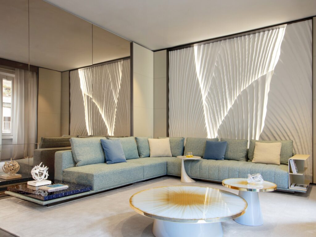 Alchymia River White Wall Decor Near Sofa
